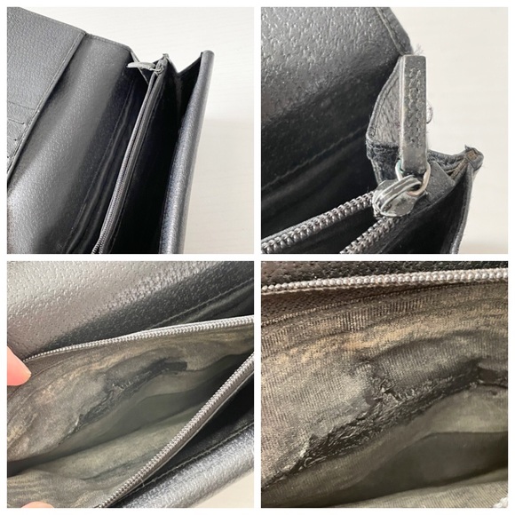 Gucci black monogram canvas and leather double snap long wallet - Picture 7 of 10